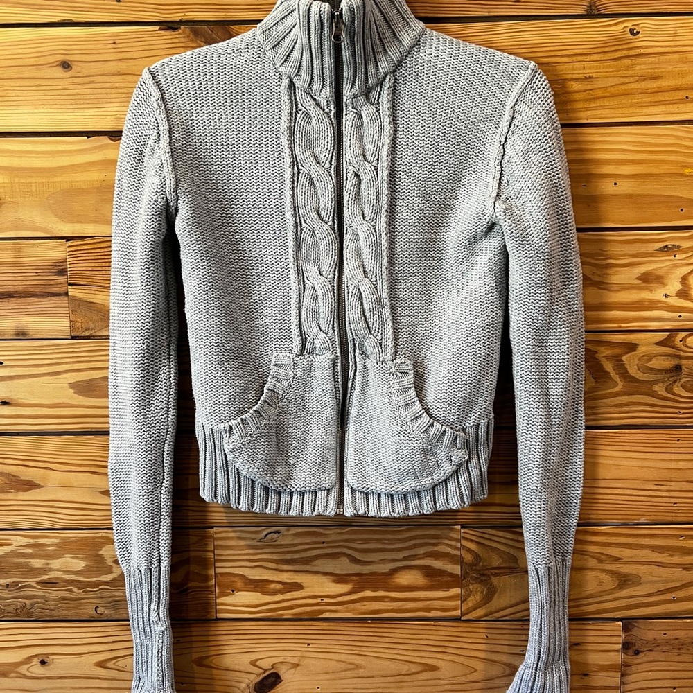 Old Navy Gray Cowl Neck Sweater with Cable Knit